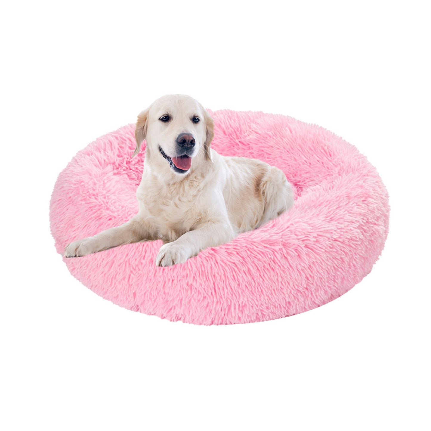 Fluffy Donut Dog Bed Warm Soft Long Plush Pet Cushion