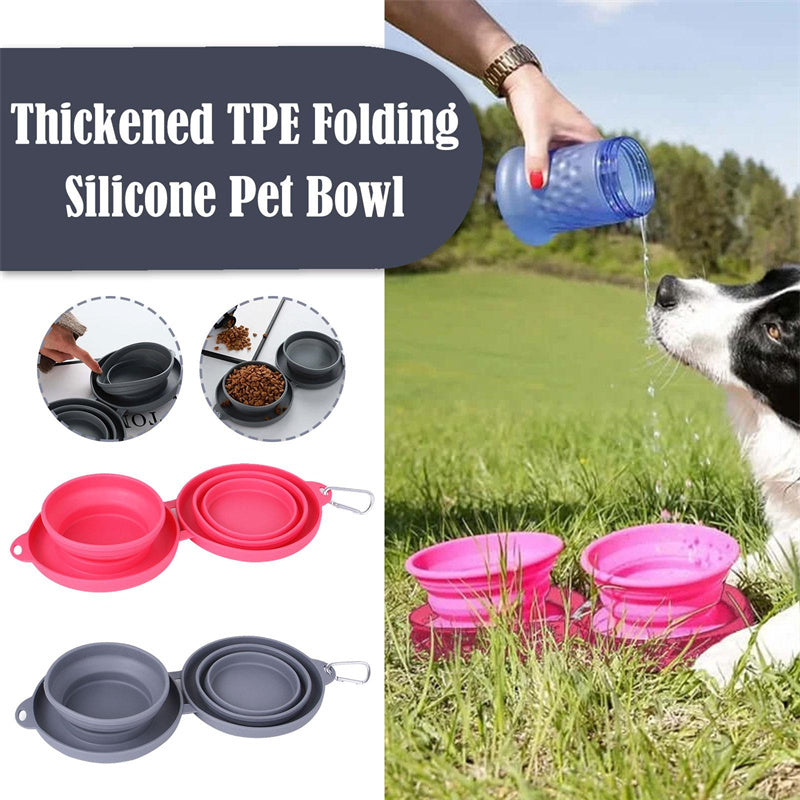Rubber Foldable Double Bowl for Dog or Cat feeding