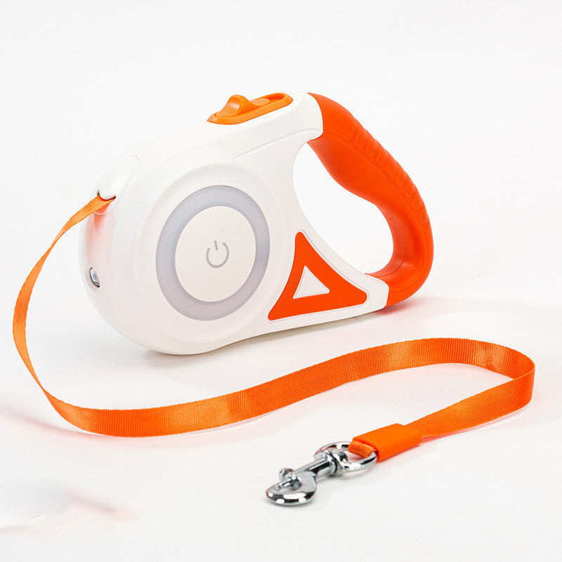 Dog Retractable Leash Collar with Spotlight Automatic Traction Rope
