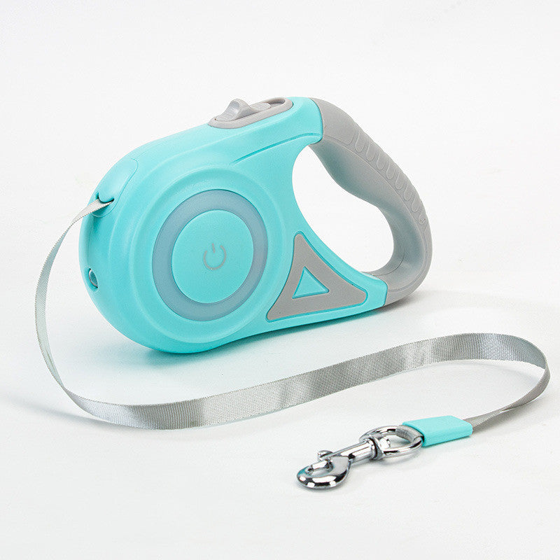 Dog Retractable Leash Collar with Spotlight Automatic Traction Rope