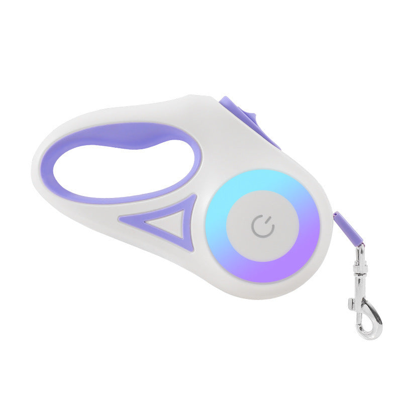 Dog Retractable Leash Collar with Spotlight Automatic Traction Rope