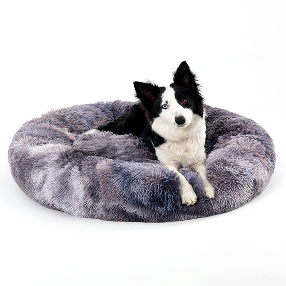 Fluffy Donut Dog Bed Warm Soft Long Plush Pet Cushion