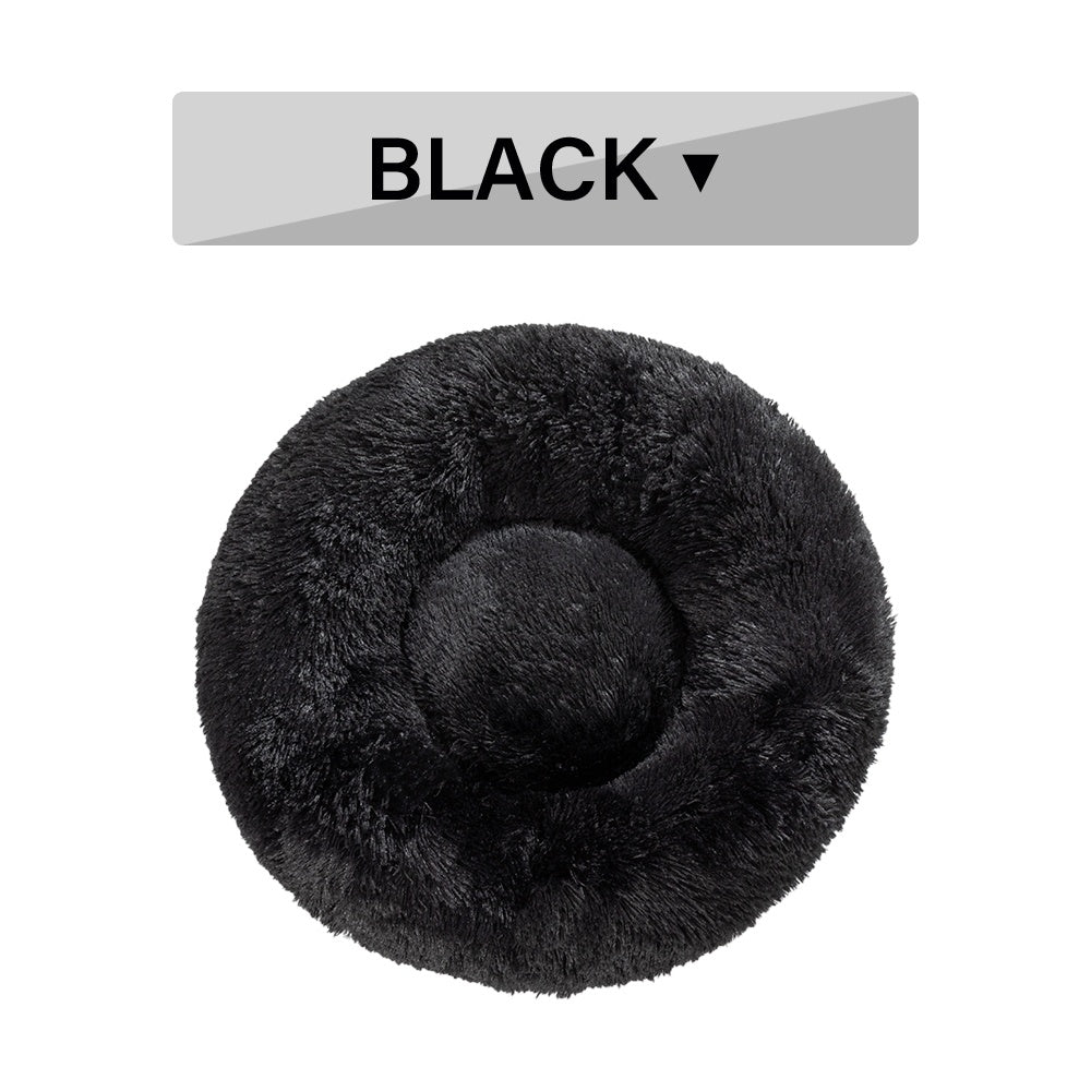 Fluffy Donut Dog Bed Warm Soft Long Plush Pet Cushion