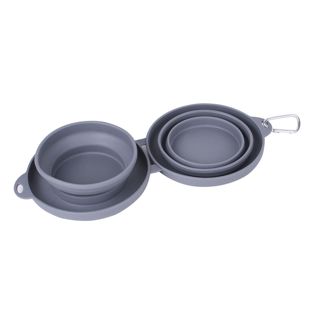 Rubber Foldable Double Bowl for Dog or Cat feeding