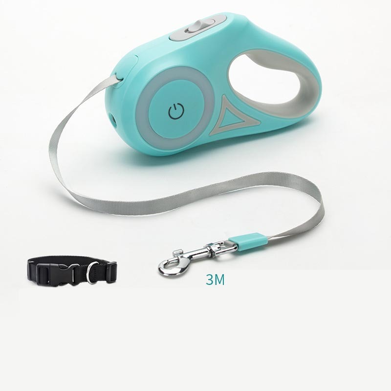 Dog Retractable Leash Collar with Spotlight Automatic Traction Rope