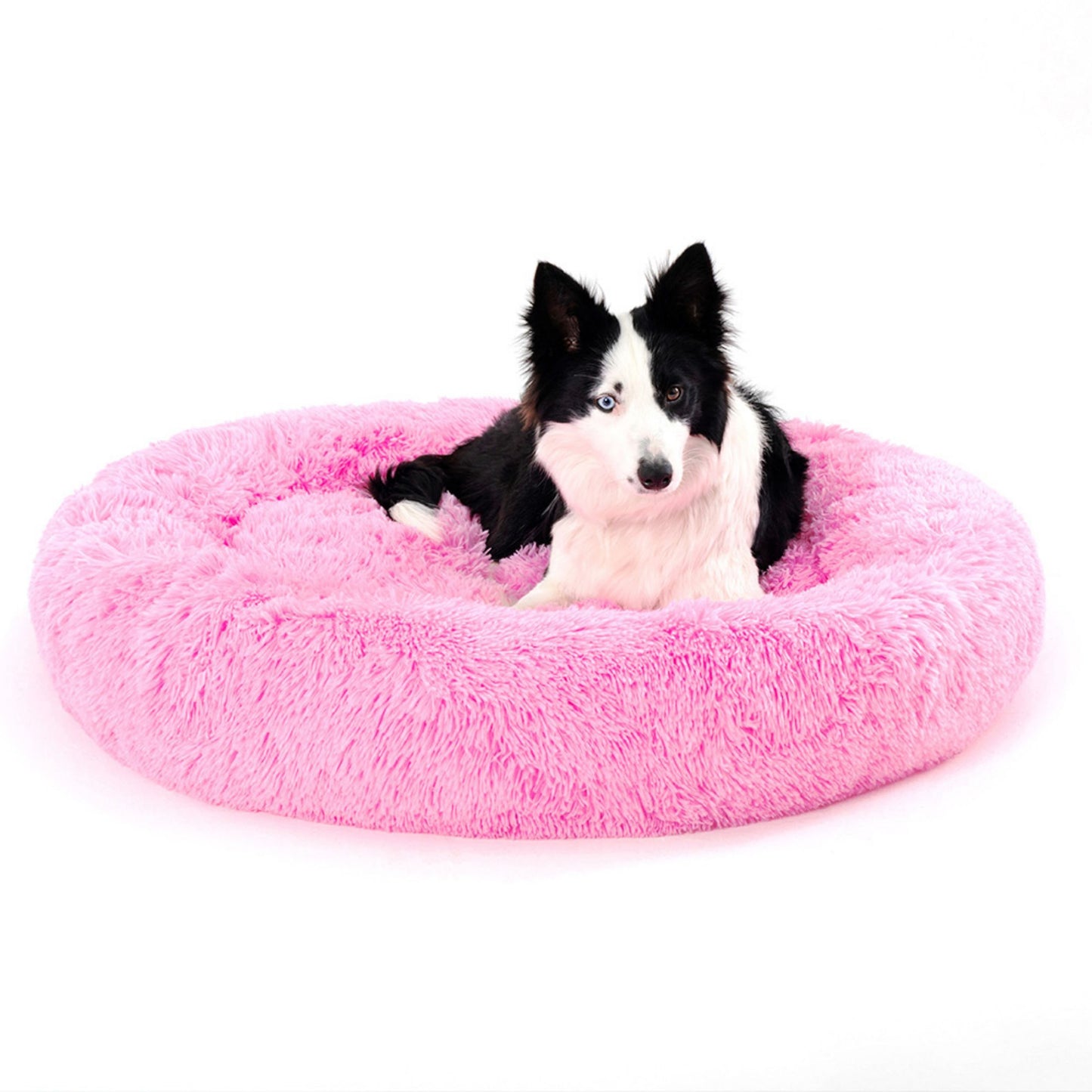 Fluffy Donut Dog Bed Warm Soft Long Plush Pet Cushion