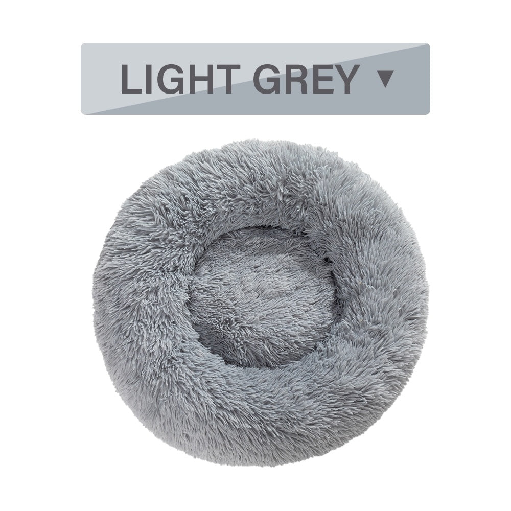 Fluffy Donut Dog Bed Warm Soft Long Plush Pet Cushion