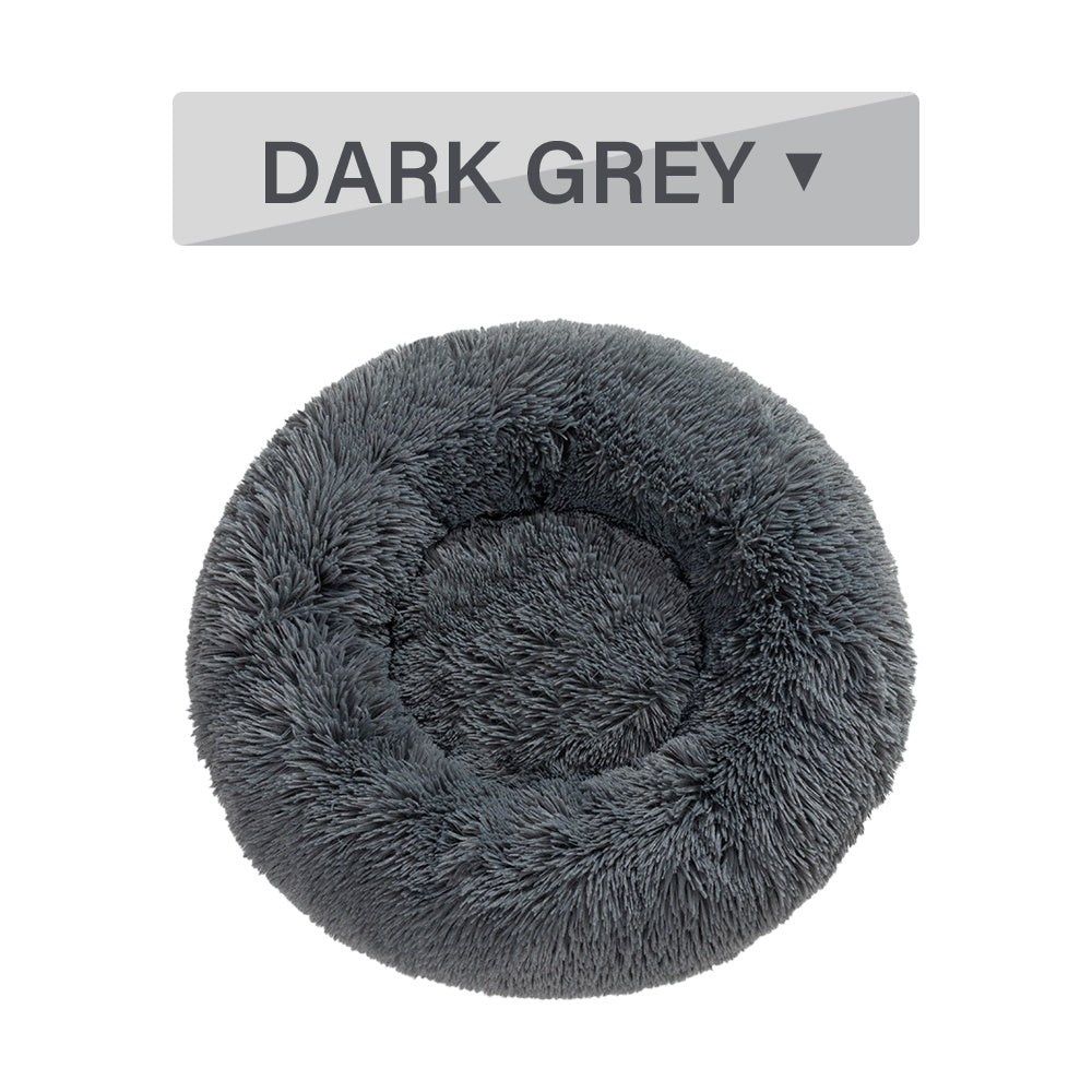 Fluffy Donut Dog Bed Warm Soft Long Plush Pet Cushion