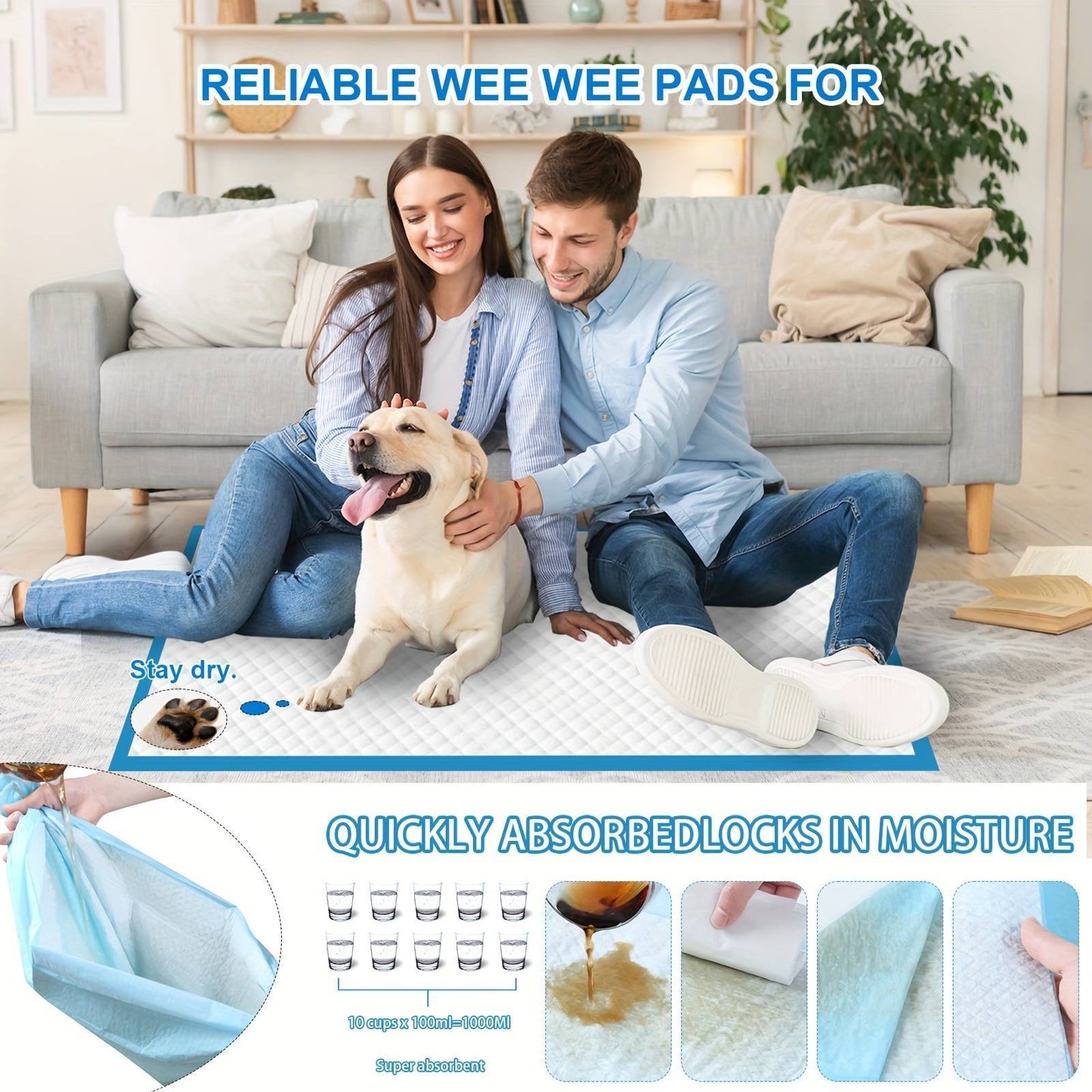 100 Count 24inch X 24inch Puppy Pee Pads For Dogs