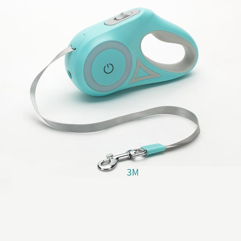 Dog Retractable Leash Collar with Spotlight Automatic Traction Rope