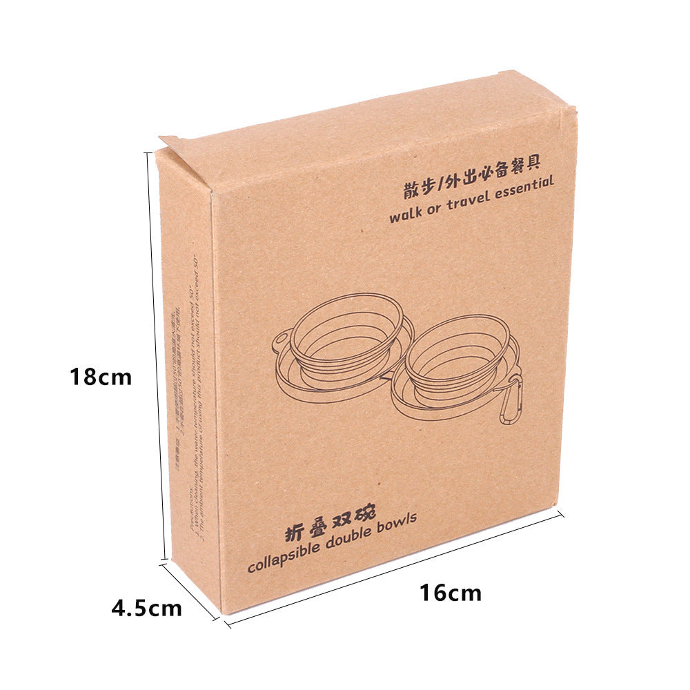 Rubber Foldable Double Bowl for Dog or Cat feeding