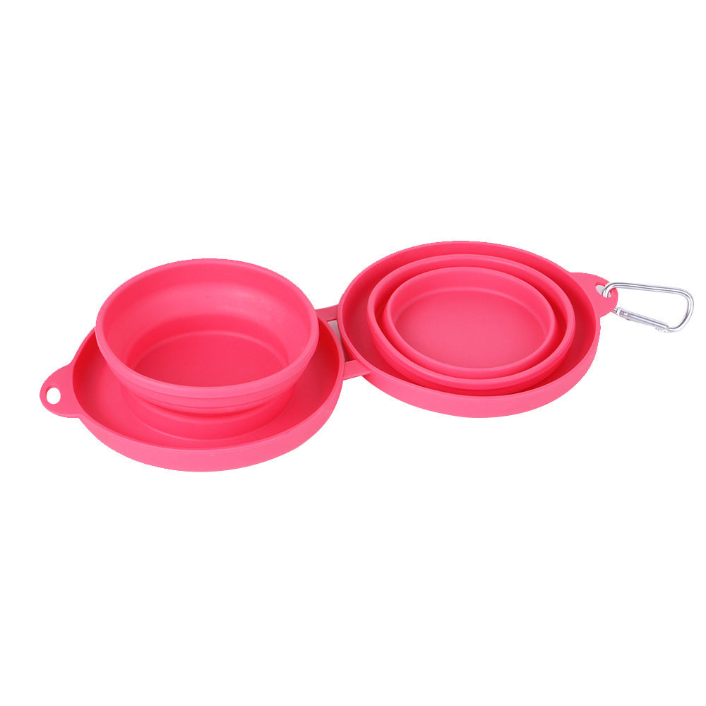 Rubber Foldable Double Bowl for Dog or Cat feeding