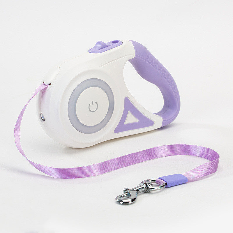 Dog Retractable Leash Collar with Spotlight Automatic Traction Rope