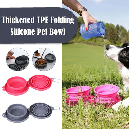 Rubber Foldable Double Bowl for Dog or Cat feeding