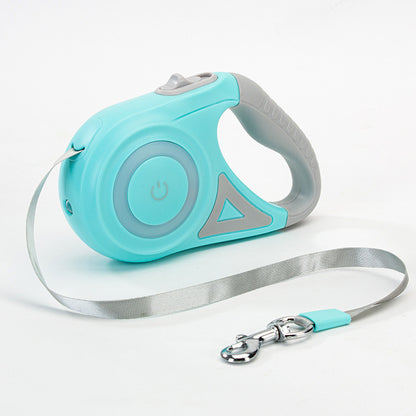 Dog Retractable Leash Collar with Spotlight Automatic Traction Rope
