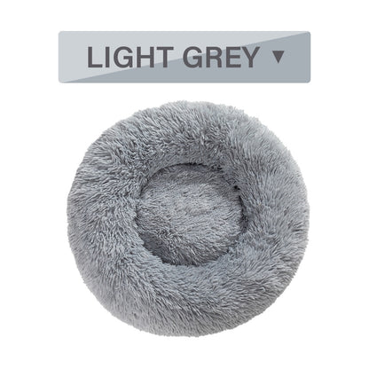 Fluffy Donut Dog Bed Warm Soft Long Plush Pet Cushion